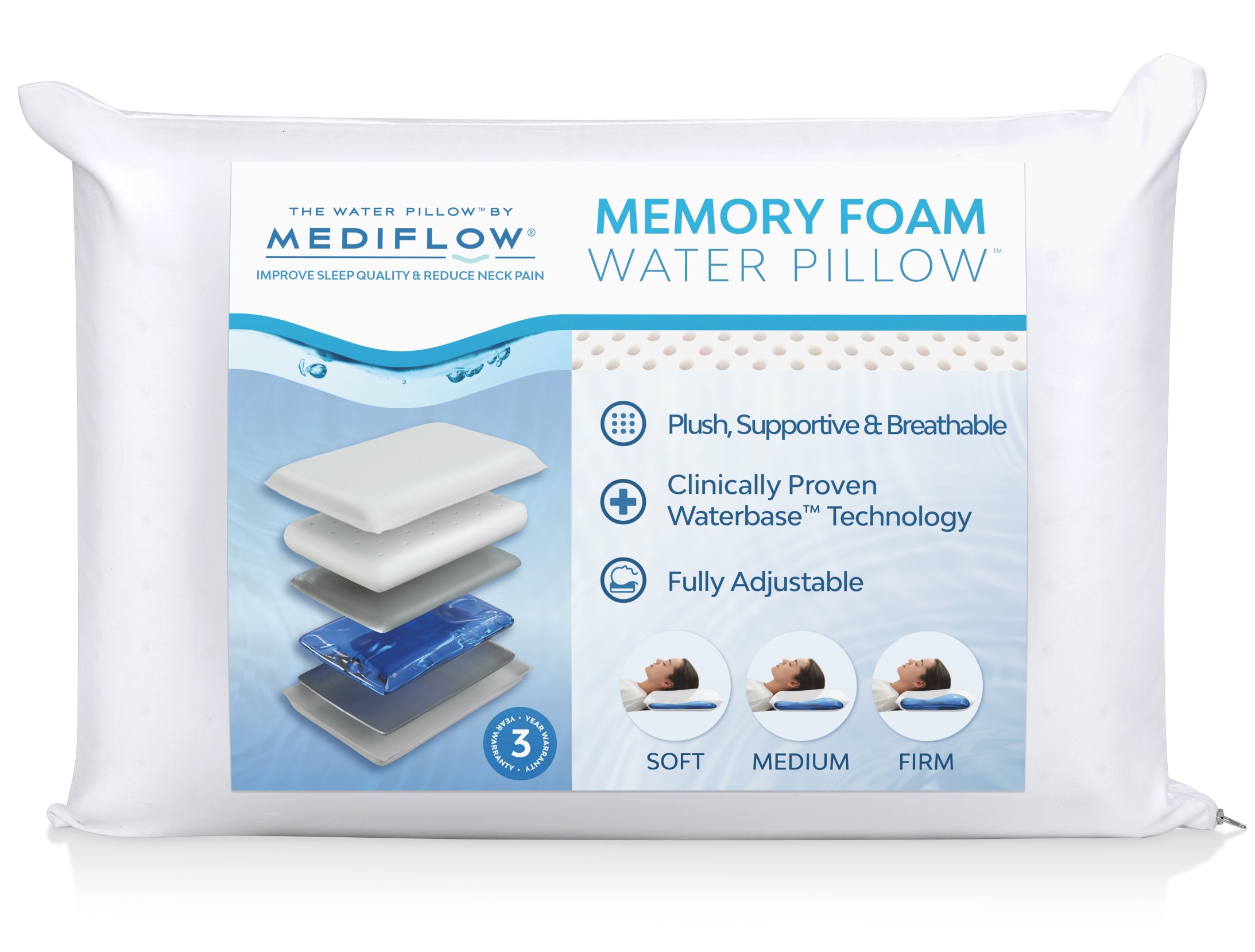 Original Memory Foam Pillow - Therapeutic | The Water Pillow by